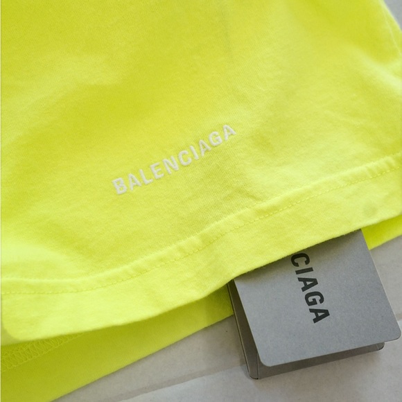 Balenciaga Neon Logo Embroidered T Shirt - Picture 2 of 5